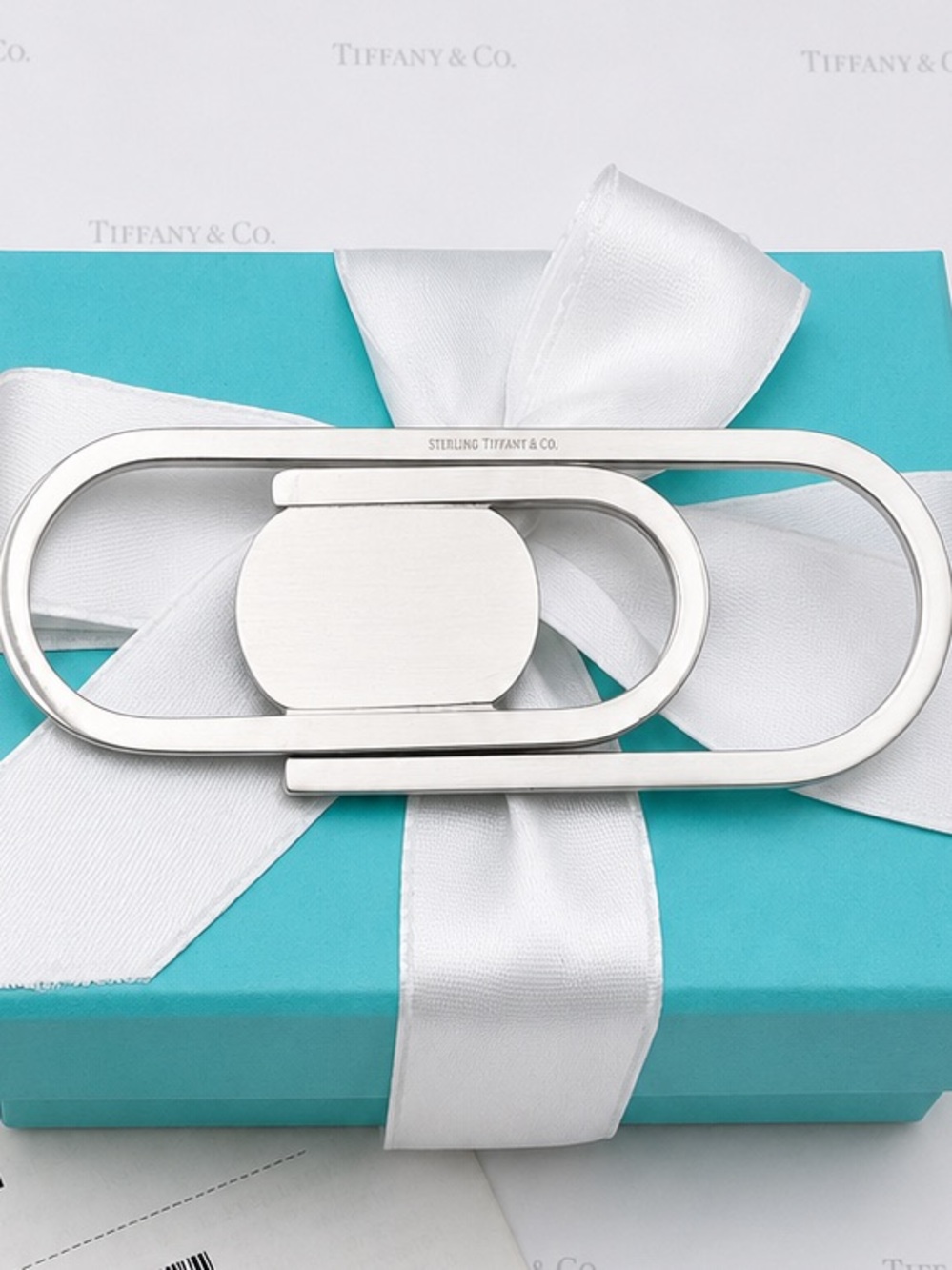 Tiffany & Co. Paperclip Money Clip 3.25" Sterling Silver 925 Paper Clip Gift Box - Picture 7 of 12